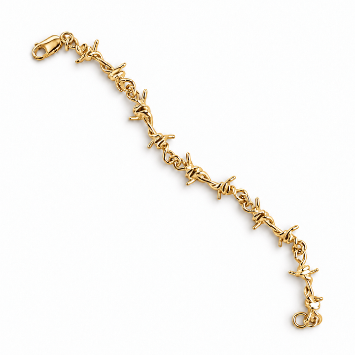 Barbed Wire Link Bracelet 14k