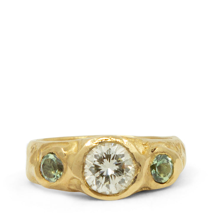 3 Stone Diamond Band 14k