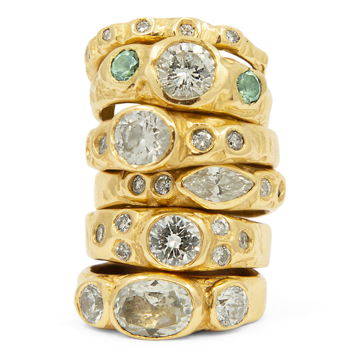 3 Stone Diamond Band 14k