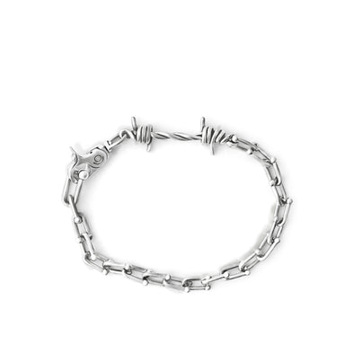 Silver chain bracelet on a white background