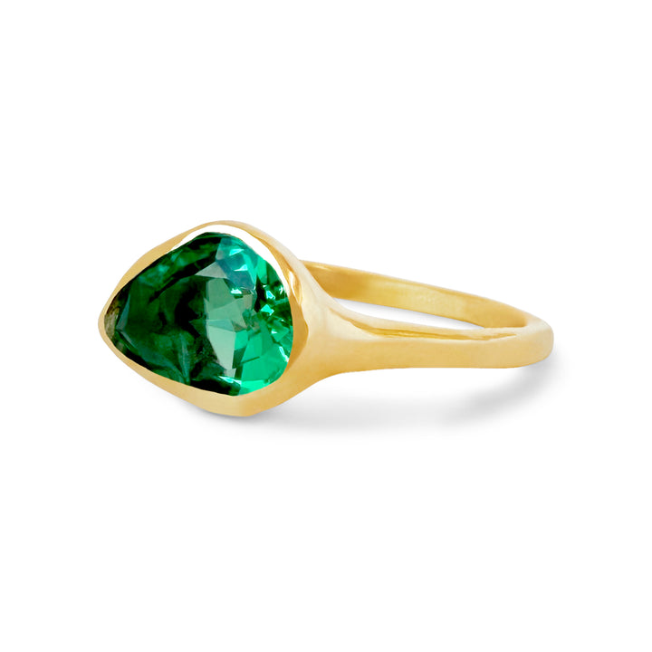 Pear Shaped Emerald Band 14k