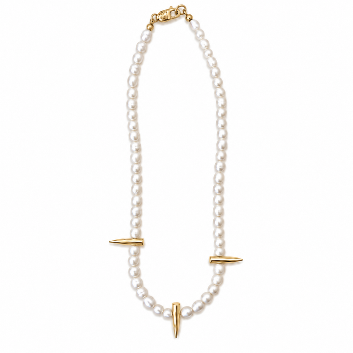 Spike Pearl Necklace 14k