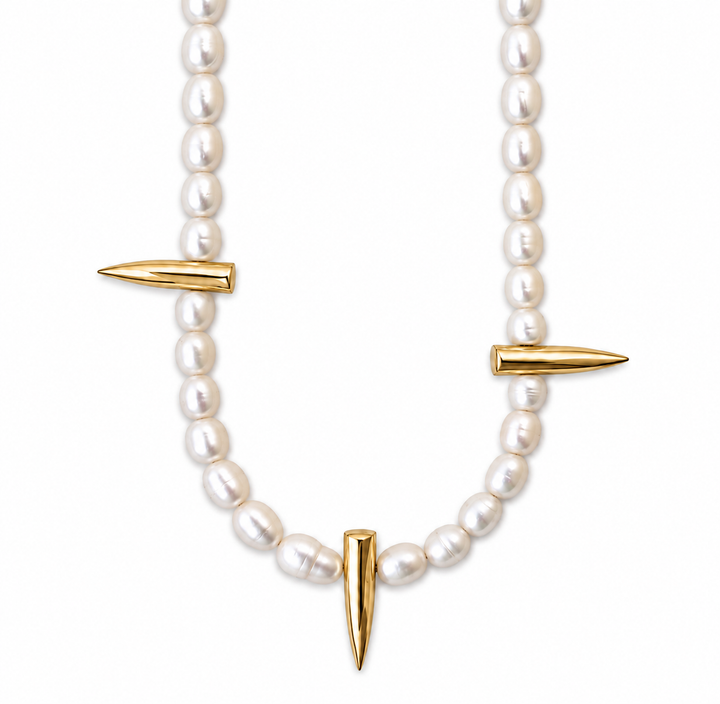 Spike Pearl Necklace 14k