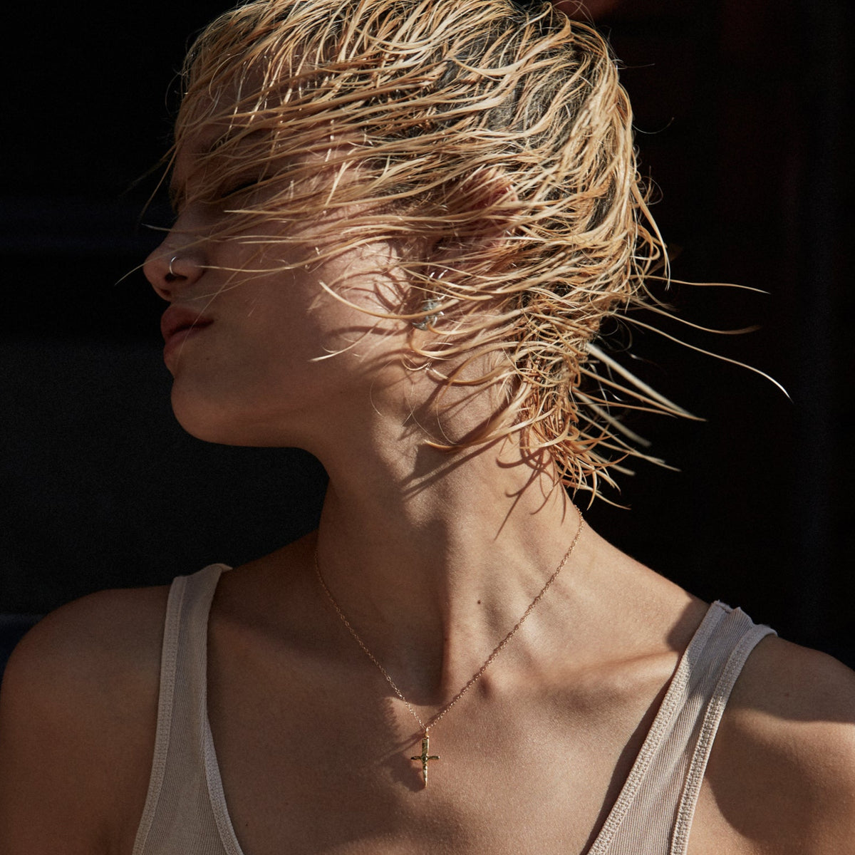 Mini Crucifix Dagger Pendant | Gold cross chains, NYC Jewelry