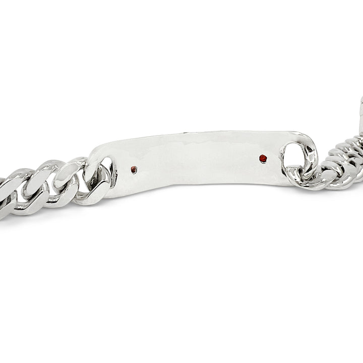 Silver chain bracelet on a white background