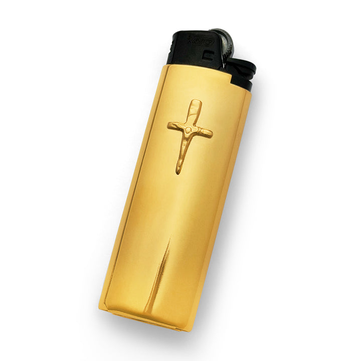 Crucifix Dagger Lighter Sleeve Gold