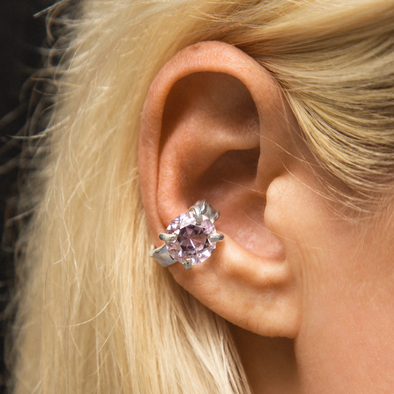 Gemstone Ear Cuff Round Pink Topaz