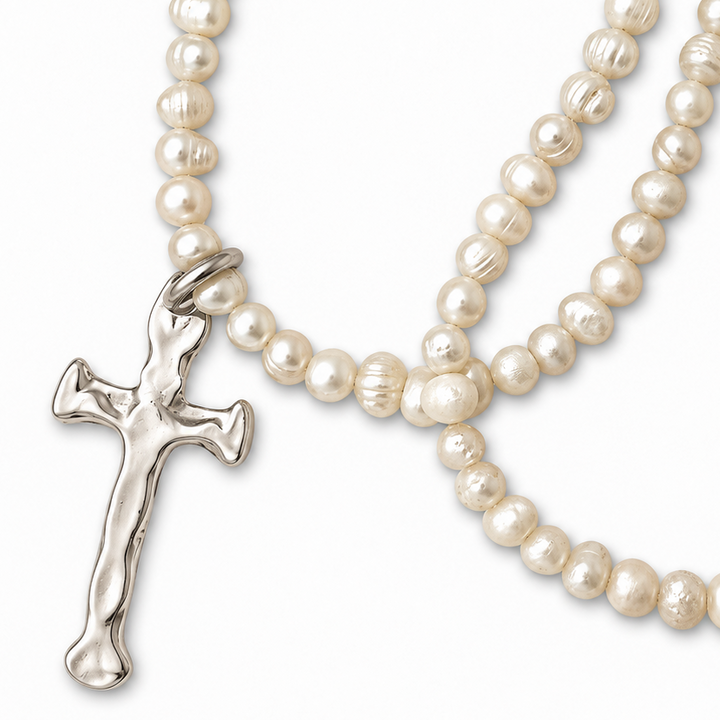 XL Cross Pearl Necklace