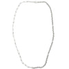 Half mini paperclip link chain and half classic cable chain necklace in solid sterling silver, shot in white backgorund