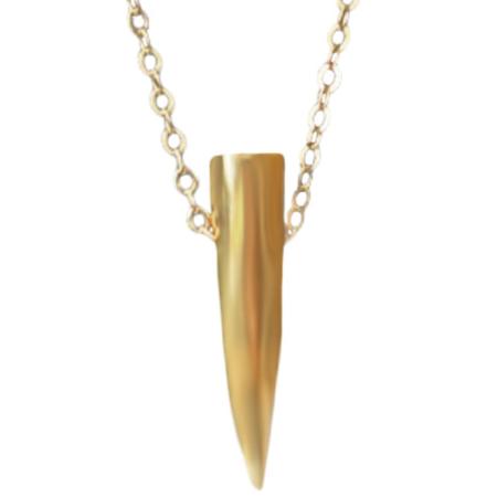 gold chain with gold spike pendant hanging from it