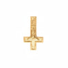 Gold cross pendant on a white background