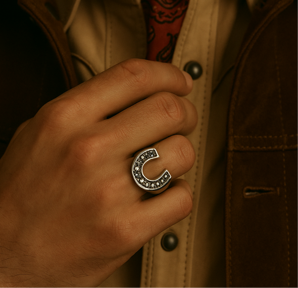 Studded Horse Shoe Signet