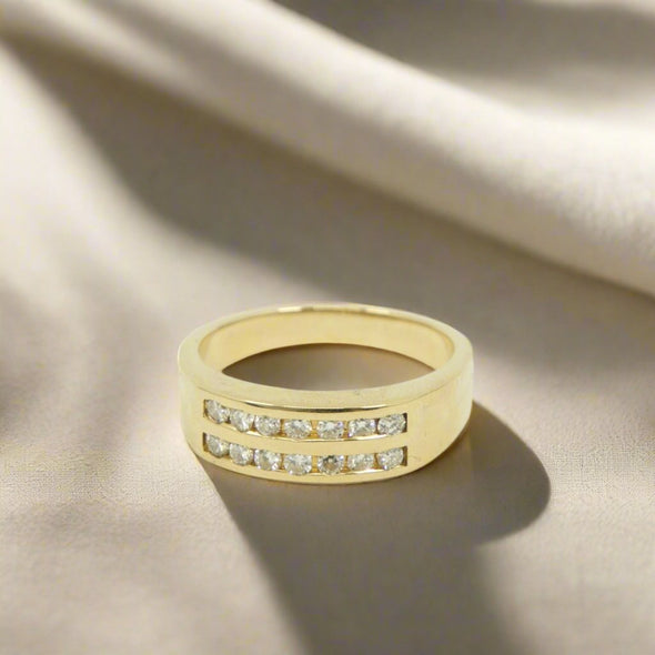 VINTAGE 14K Domed Diamond Band