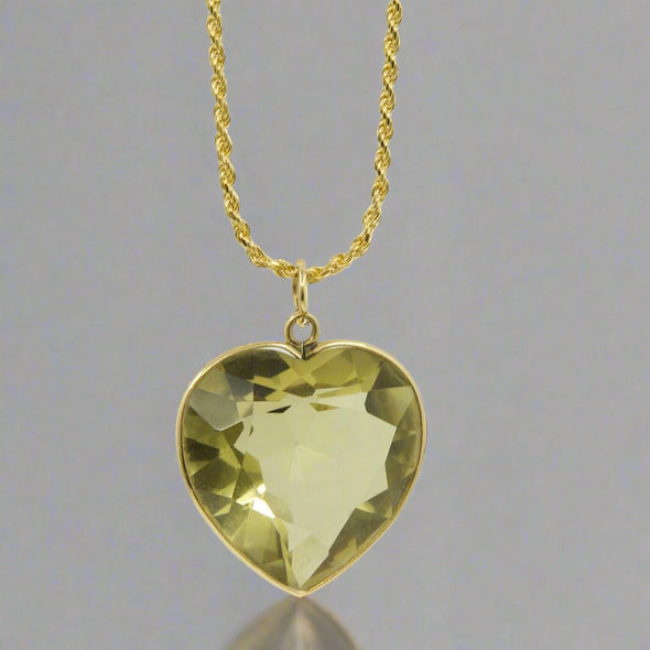 VINTAGE 14K Citrine Heart Pendant