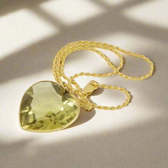 VINTAGE 14K Citrine Heart Pendant