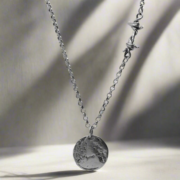 Memento Mori Coin Barbed Link Necklace