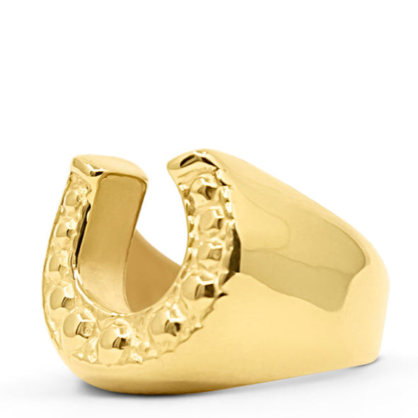 Studded Horse Shoe Signet 14k