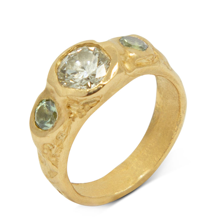 3 Stone Diamond Band 14k