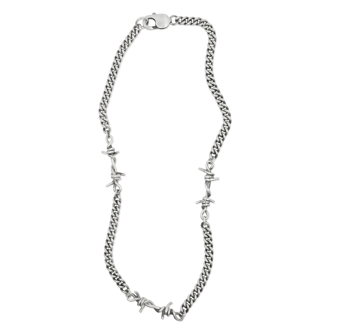 Barbed Wire Link Necklace Sterling Silver, NYC Jewelry – www