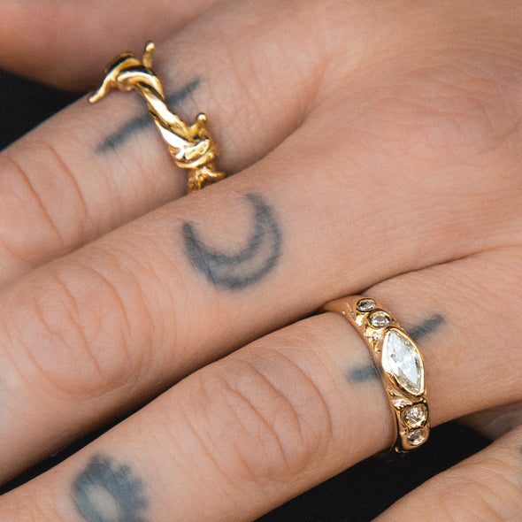 Barbed Wire Ring 14k Gold