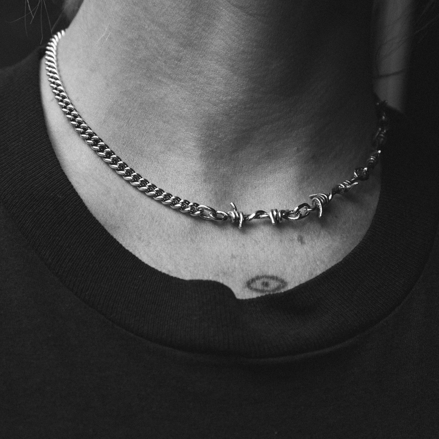 Barbed Wire Link Necklace Sterling Silver, NYC Jewelry – www