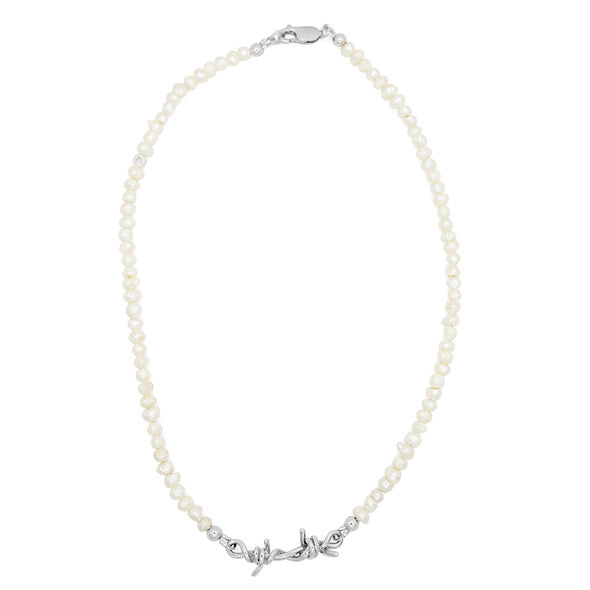 Barbed Wire Pearl Necklace