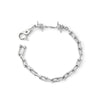 Silver chain bracelet with a clasp on a white background