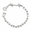A silver-toned metal bracelet featuring alternating elongated oval links and twisted barbed wire links, with a lobster clasp closure, shown on a plain white background.