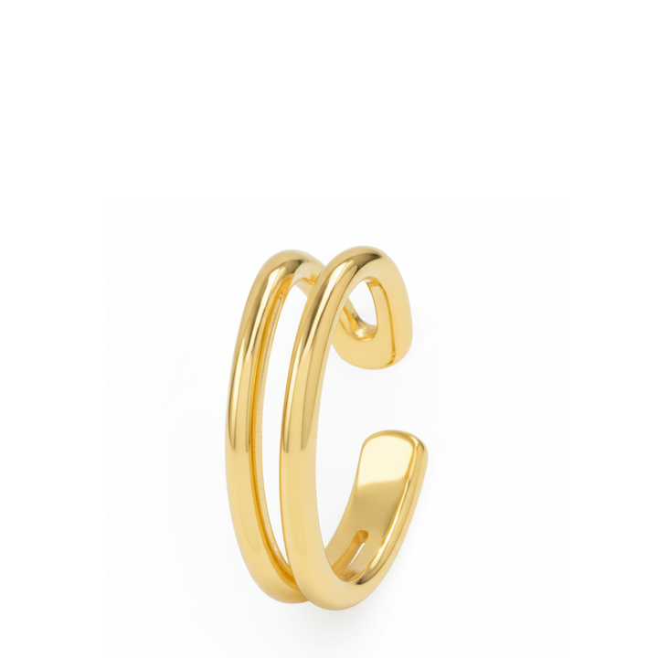 Gold open ring on a white background