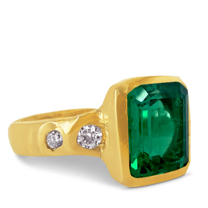 Emerald & Diamond Band 14k