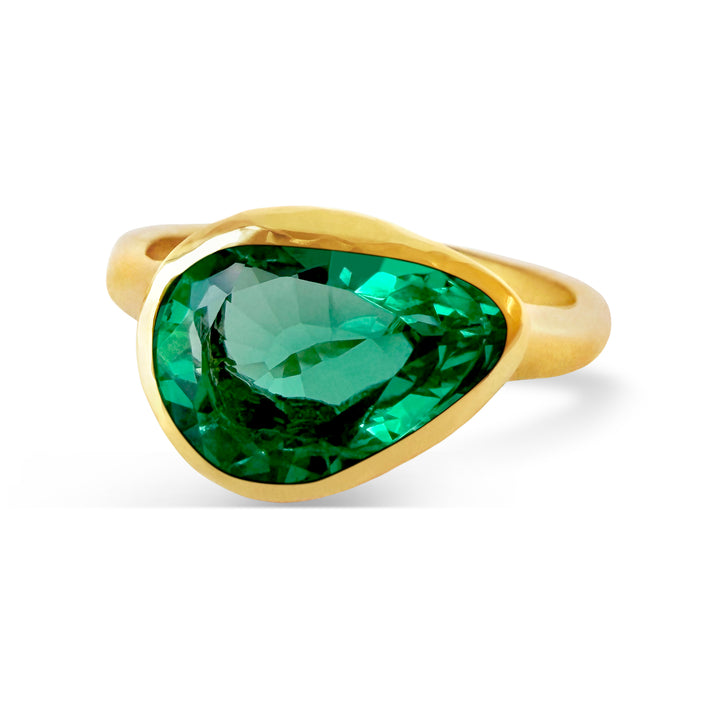 Pear Shaped Emerald Band 14k