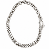 A silver-toned metal chain bracelet with a curb link design and a spring-ring clasp, shown on a plain white background.