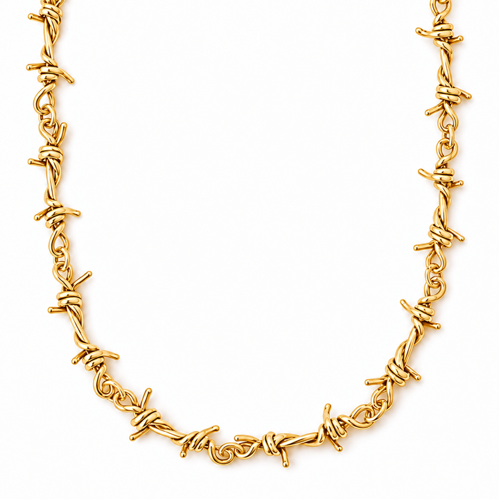 Barbed Wire Necklace 14k