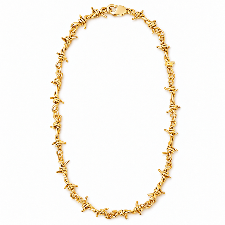 Barbed Wire Necklace 14k