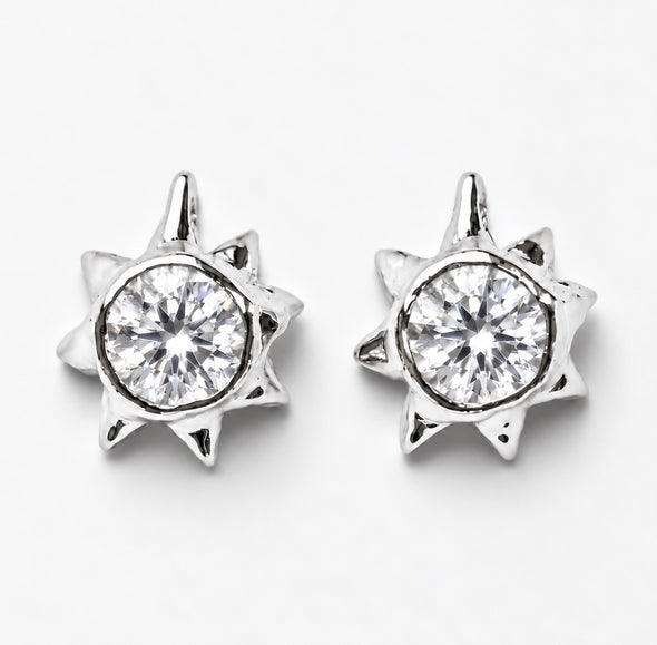 Sun Stud Earrings Moissanite