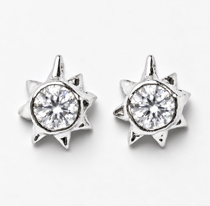 Sun Stud Earrings Moissanite