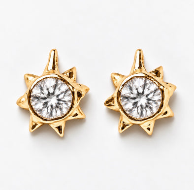 Sun Stud Earrings 14k Moissanite
