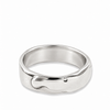 A polished silver band ring with an organic, wavy, fluid-like textured design, shown on a clean white background.