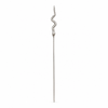 A silver-toned cocktail pick with a sculpted, wavy snake head on a plain white background.