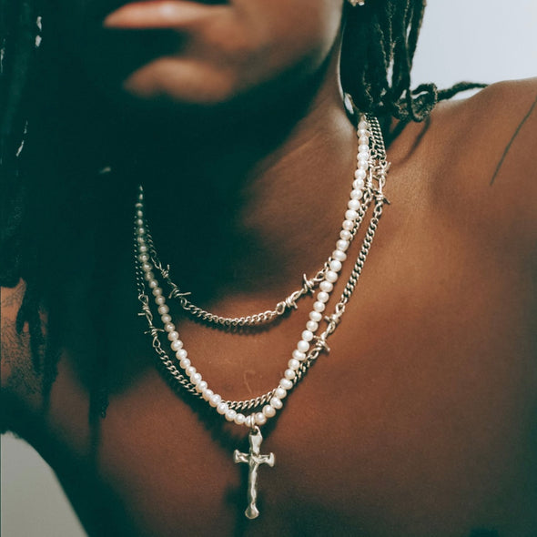 XL Cross Pearl Necklace