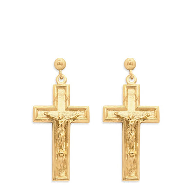 OG Crucifix Ball Stud 14k