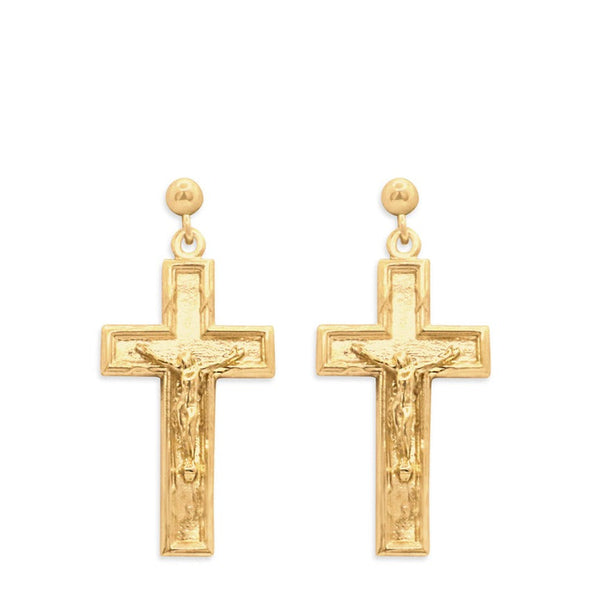 OG Crucifix Ball Stud 14k