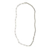 A silver necklace with a combination of paperclip and cable chain links.