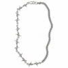 A silver-toned barbed wire chain necklace with a lobster clasp, displayed on a clean white background.