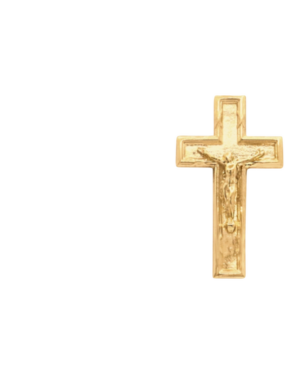 Asymmetric Crucifix Studs 14k