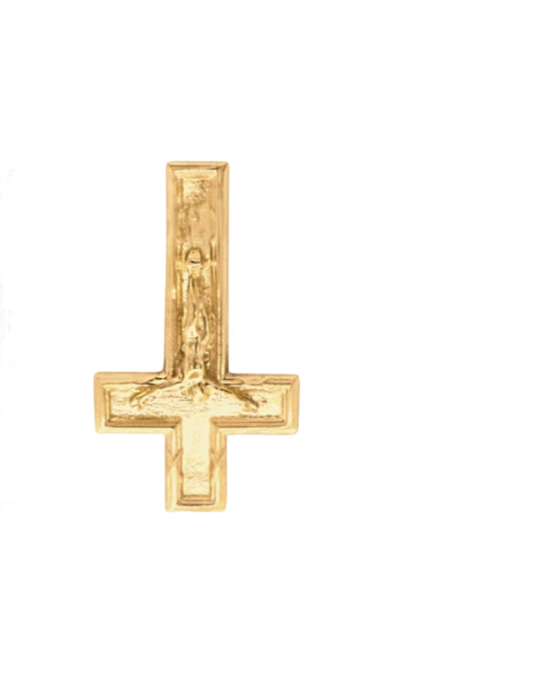 Asymmetric Crucifix Studs 14k