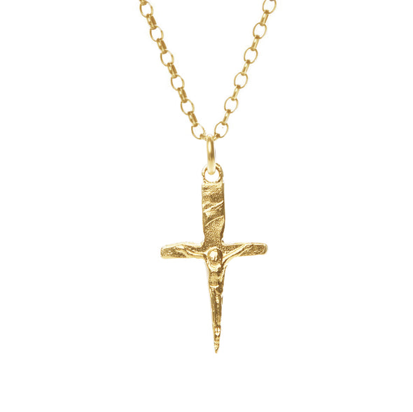 Mini Crucifix Dagger Necklace 14k
