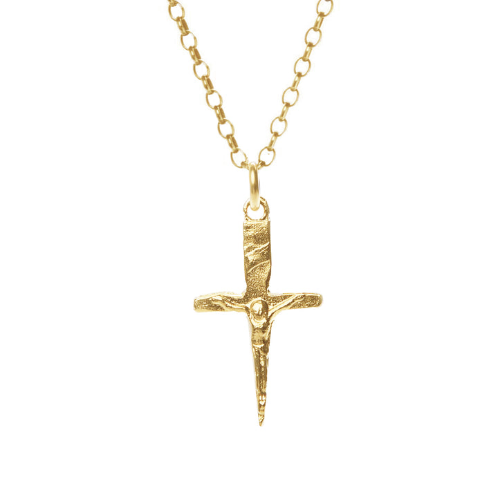 Mini Crucifix Dagger Necklace 14k