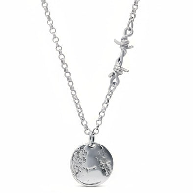 Memento Mori Coin Barbed Wire Necklace
