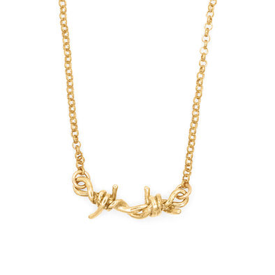 Single Link Barbed Wire Necklace Gold